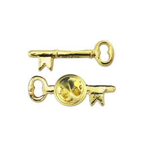 Gold Key Lapel Pins - Skeleton Key