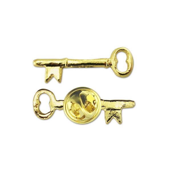 Gold Key Lapel Pins - Skeleton Key - Engraving, Awards & Gifts