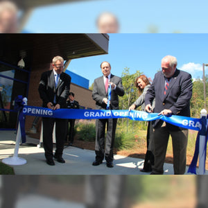 36" Blue Ribbon Cutting Scissors with Silver Blades Event