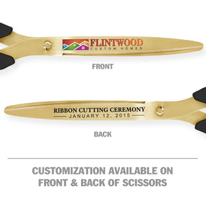 25" Black Ribbon Cutting Scissors with Gold Blades