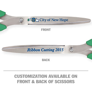 25" Green Ribbon Cutting Scissors with Silver Blades
