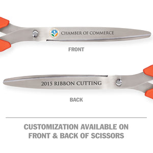 36" Orange Ribbon Cutting Scissors with Silver Blades