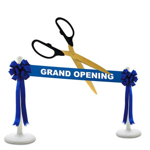 Deluxe Grand Opening Kit - 36" Ceremonial Scissors with Gold Blades, Black Scissors, Blue Ribbon and Bows