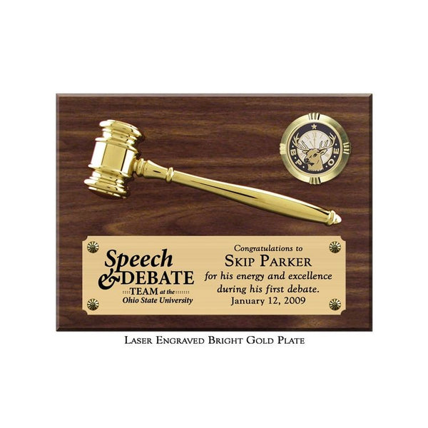 12" x 9" Engraved Split Metal Gavel Plaque Engraving, Awards & Gifts