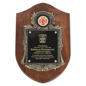 Firefighter Shield Plaque with Laser Engraved Plate