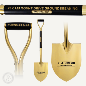 Specialty Gold Shovel with Painted Shaft and Handle - Laser Engraved with Gold Color Fill