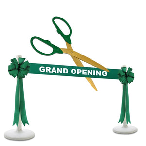 Deluxe Grand Opening Kit - 36" Ceremonial Scissors with Gold Blades, Green Scissors, Ribbon and Bows