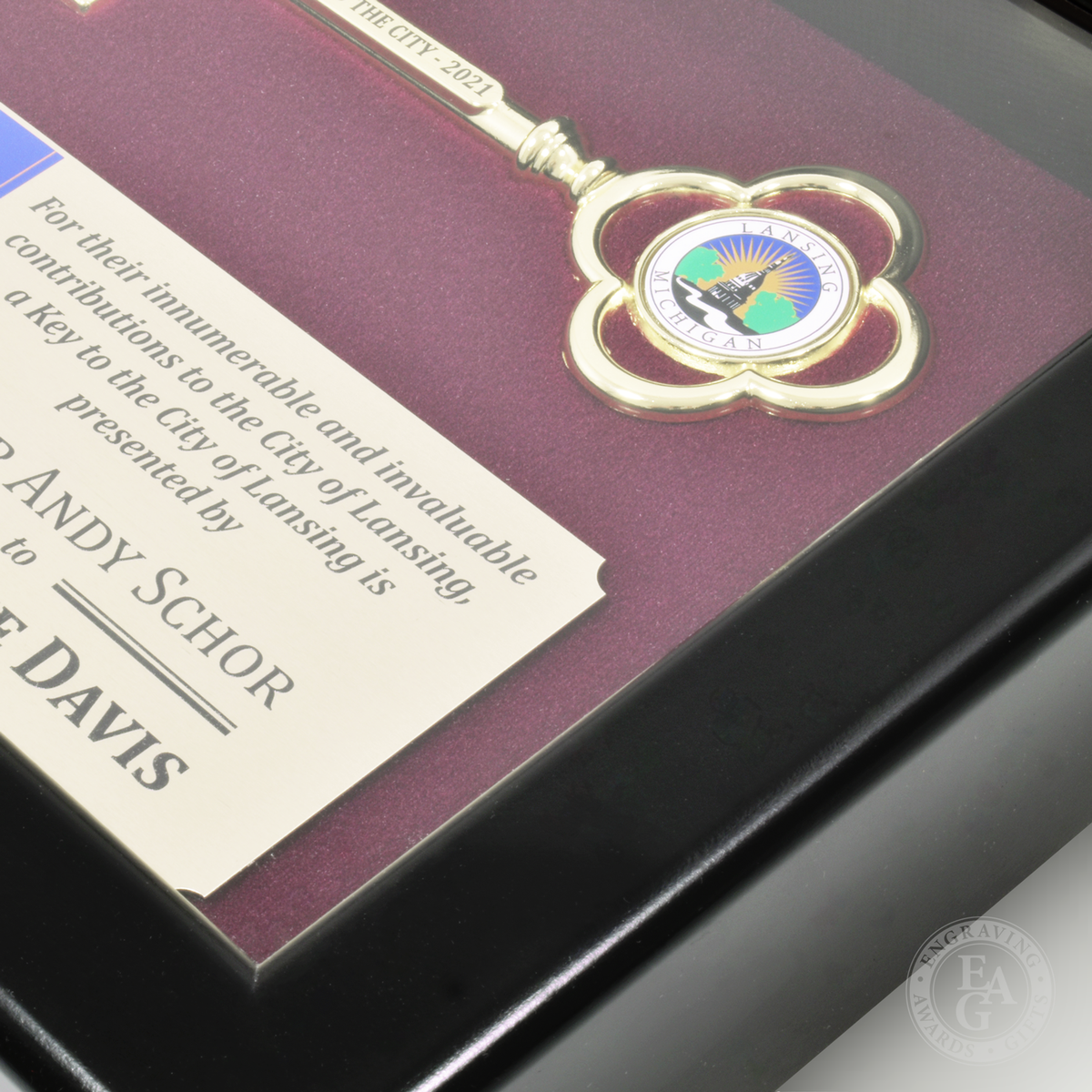 Key Display Case 8" Gold Plated Ceremonial Key Engraving, Awards & Gifts