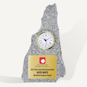 12" New Hampshire Granite Clock Award with Full Color Printed Plate