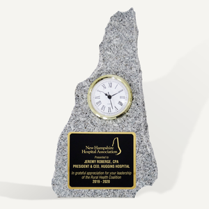 12" New Hampshire Granite Clock Award with Laser Engraved Plate