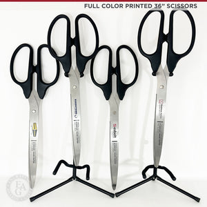 36" Black Ribbon Cutting Scissors with Silver Blades - Full Color Printed - Display Stands