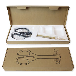 36" Black Ribbon Cutting Scissors with Gold Blades Packaging