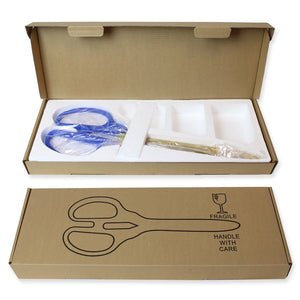 25" Blue Ribbon Cutting Scissors with Gold Blades Packaging