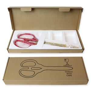 36" Red Ribbon Cutting Scissors with Gold Blades Packaging