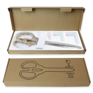36" Gold Ribbon Cutting Scissors with Silver Blades Packaging