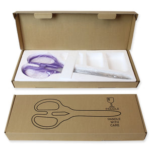 25" Purple Ribbon Cutting Scissors with Silver Blades Packaging