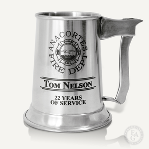 Laser Engraved Axe Handle Pewter Firefighter Tankard