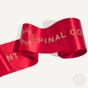 4" Wide Red Ribbon with Gold Foil Printed Ribbon