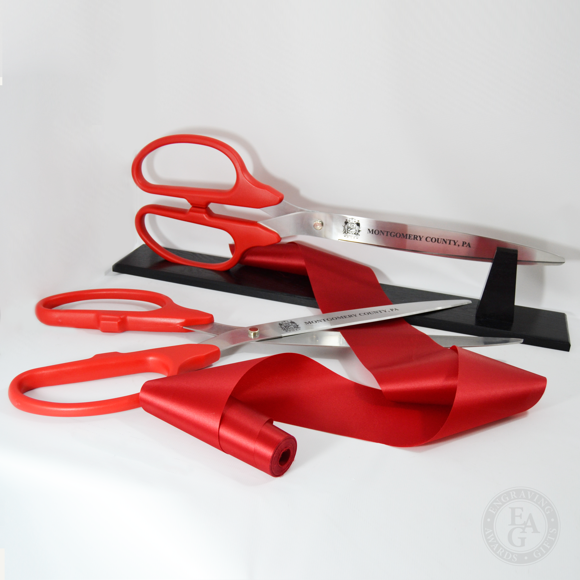 36 Red Ribbon Cutting Scissors with Silver Blades