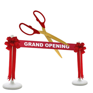 Deluxe Grand Opening Kit - 36" Ceremonial Scissors with Gold Blades, Red Scissors, Ribbon and Bows