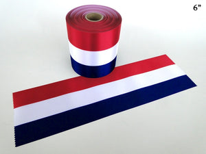 6" Wide Satin RED/WHITE/BLUE Ceremonial Ribbon