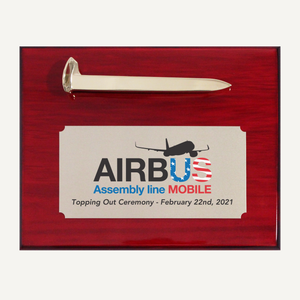 Gold Plated Ceremonial Spike Plaque with Full Color Printed Plate