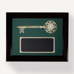 Key Display Case - 9" Ornate Bronze Ceremonial Key - Green Background