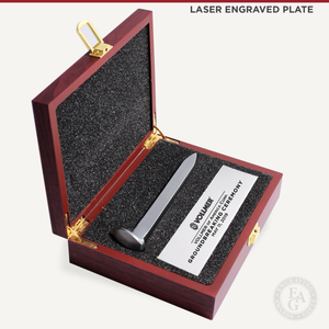 Satin Silver Ceremonial Spike Presentation Case - Laser Engraved Plate