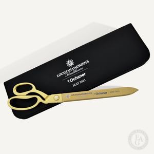 15" Full Color Printed Gold Plated Ceremonial Ribbon Cutting Scissors with Full Color Direct Printed Presentation Case