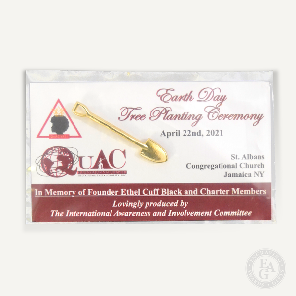 Shovel Lapel Pin Presentation Cards - Engraving, Awards & Gifts
