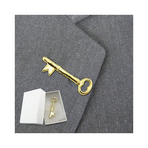 Gold Key Lapel Pins - Skeleton Key