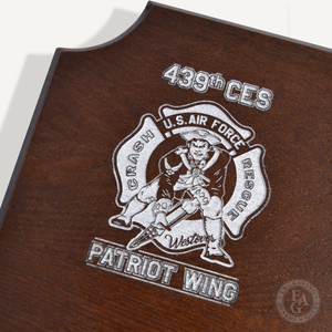 Small Walnut Firefighter Axe Award Plaque - Chrome