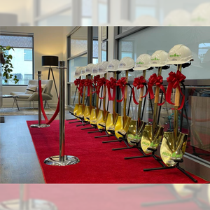 Metal Ceremonial Stanchions at a Groundbreaking Event
