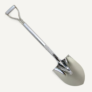 Traditional Chrome Plated Groundbreaking Shovel - D-Handle - Painted Silver