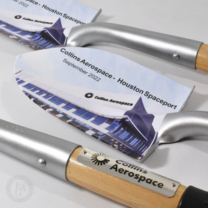 Silver Painted Ceremonial Groundbreaking Shovel - Small with Vinyl Decal